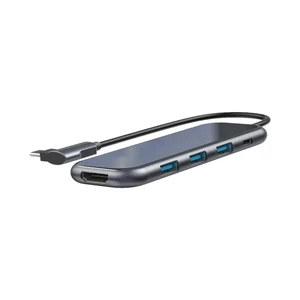 USB-C Хаб Baseus Mirror Multi-functional 5 в 1 USB Type-C to USB 3.0 x3 | HDMI 4K | PD для MacBook | iPad - Фото 3