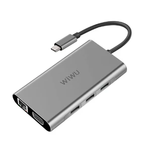 Алюмінієвий концентратор WIWU Apollo USB Type-C 10 in 1 Hub Grey A10VHR - Фото 1