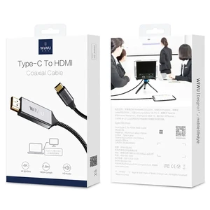 Нейлоновый кабель WIWU X6 Coaxial Cable Charcoal Gray USB 3.1 Type-C to HDMI 1.8m - Фото 2