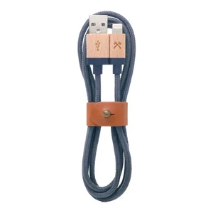 Нейлоновий кабель з натурального дерева Woodcessories EcoCable Lightning to USB Blue 1.2m