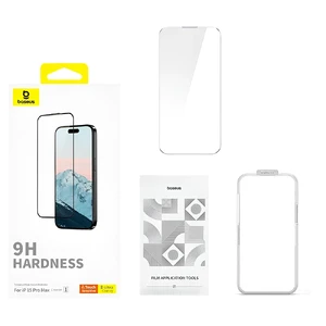 Защитное стекло с рамкой для поклейки Baseus Diamond Full-Coverage HD для iPhone 15 Pro - Фото 2