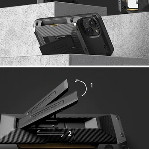 Протиударний чохол-гаманець з підставкою VRS Design Damda Glide Hybrid Black для iPhone 14 Pro - Фото 3