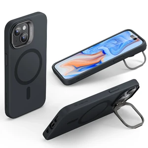 Захисний силіконовий чохол MagSafe з підставкою ESR Cloud Soft Case Stash Stand Black для iPhone 15 - Фото 3