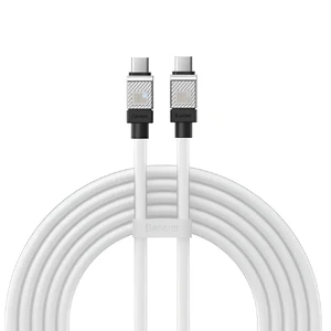 Зарядный кабель Type-C to Type-C для быстрой зарядки Baseus CoolPlay Series White 100W (2m) CAKW000302 - Фото 1