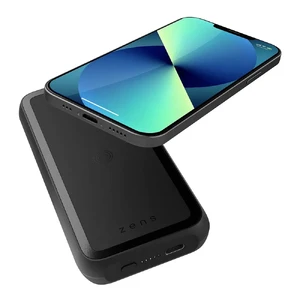 Повербанк с подставкой Zens Magnetic Single Wireless Powerbank MagSafe with Stand 4000 mAh Black - Фото 2