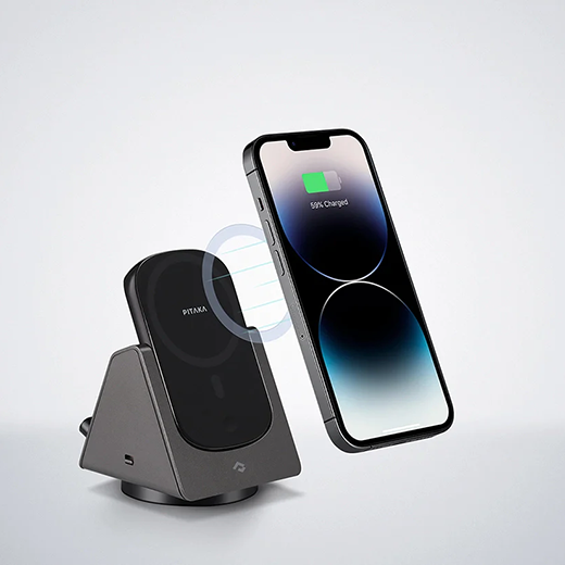 Беспроводное зарядное устройство 3-in-1 Pitaka MagEZ Slider 2 Twill Black/Grey для iPhone | AirPods | Apple Watch