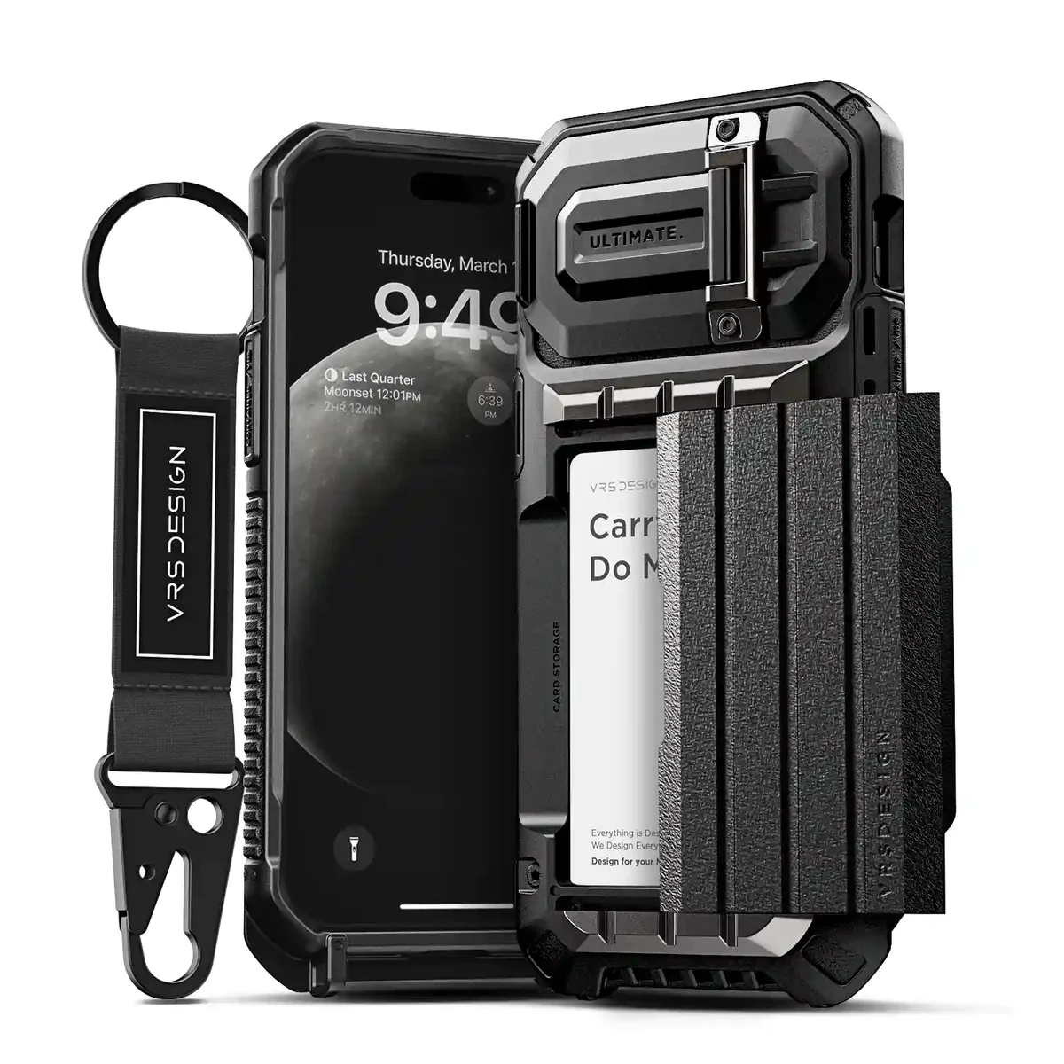 Протиударний чохол-гаманець VRS Design Case Damda Glide Ultimate Black для iPhone 15