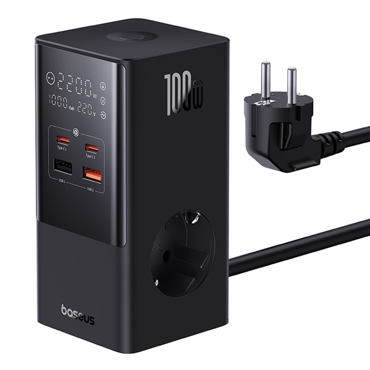 Швидкий мережевий зарядний пристрій Baseus PowerCombo 100W Charging Station AC + USB A + USB Type-C + PD100W