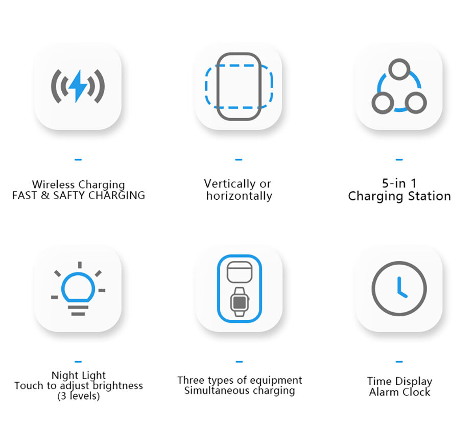 Док-станция с часами iLoungeMax 5in1 Magnetic Wireless Charger Station Black для iPhone | AirPods | Apple Watch