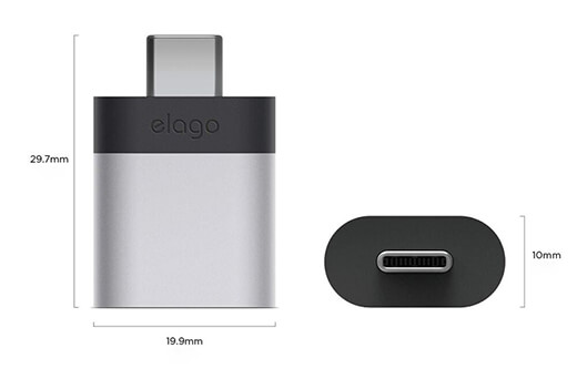 Адаптер Elago Mini Aluminum USB-C to USB-A Adapter