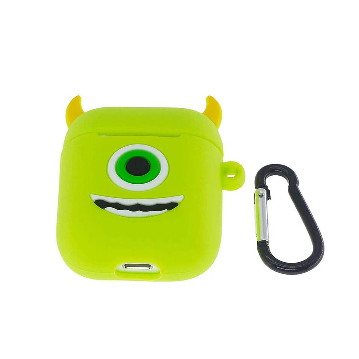 Мультяшний силіконовий чохол для AirPods з карабіном iLoungeMax Big Eyes Monsters Зелений
