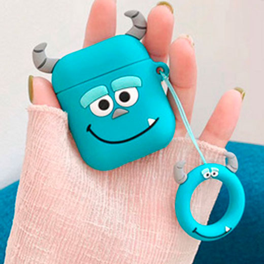 Мультяшний силіконовий чохол для AirPods з карабіном iLoungeMax Sulley Блакитний