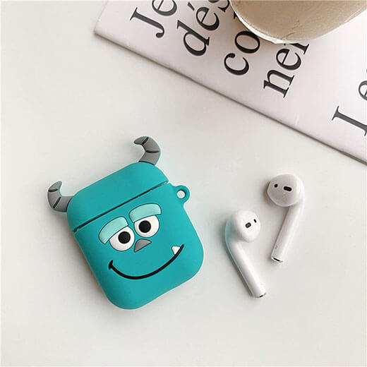 Мультяшний силіконовий чохол для AirPods з карабіном iLoungeMax Sulley Блакитний