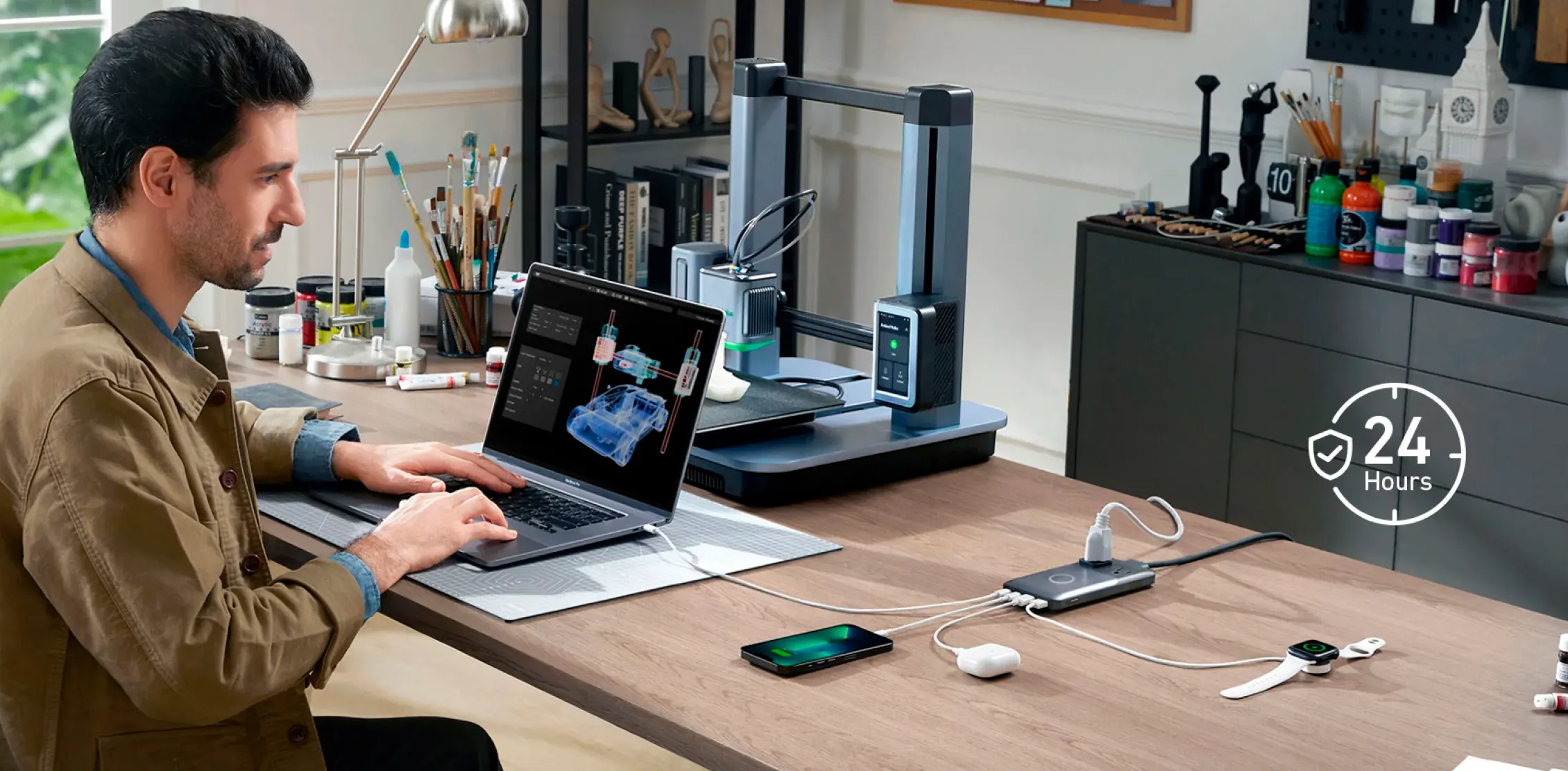 Док-станція Anker 727 Сharging Station GaNPrime 100W для iPhone MacBook | Apple Watch | AirPods + EU адаптер купити