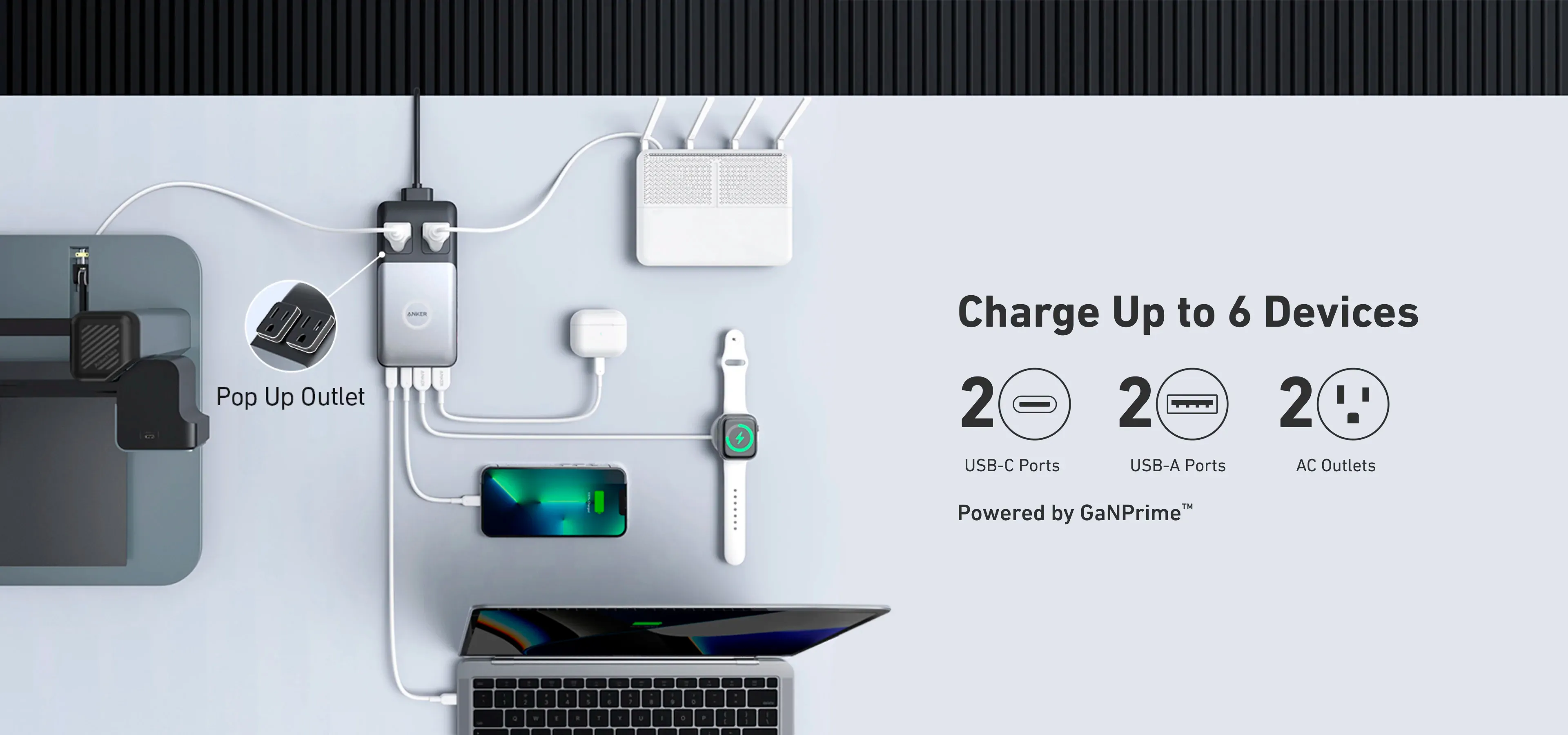Док-станція Anker 727 Сharging Station GaNPrime 100W для iPhone MacBook | Apple Watch | AirPods + EU адаптер Технічні характеристики