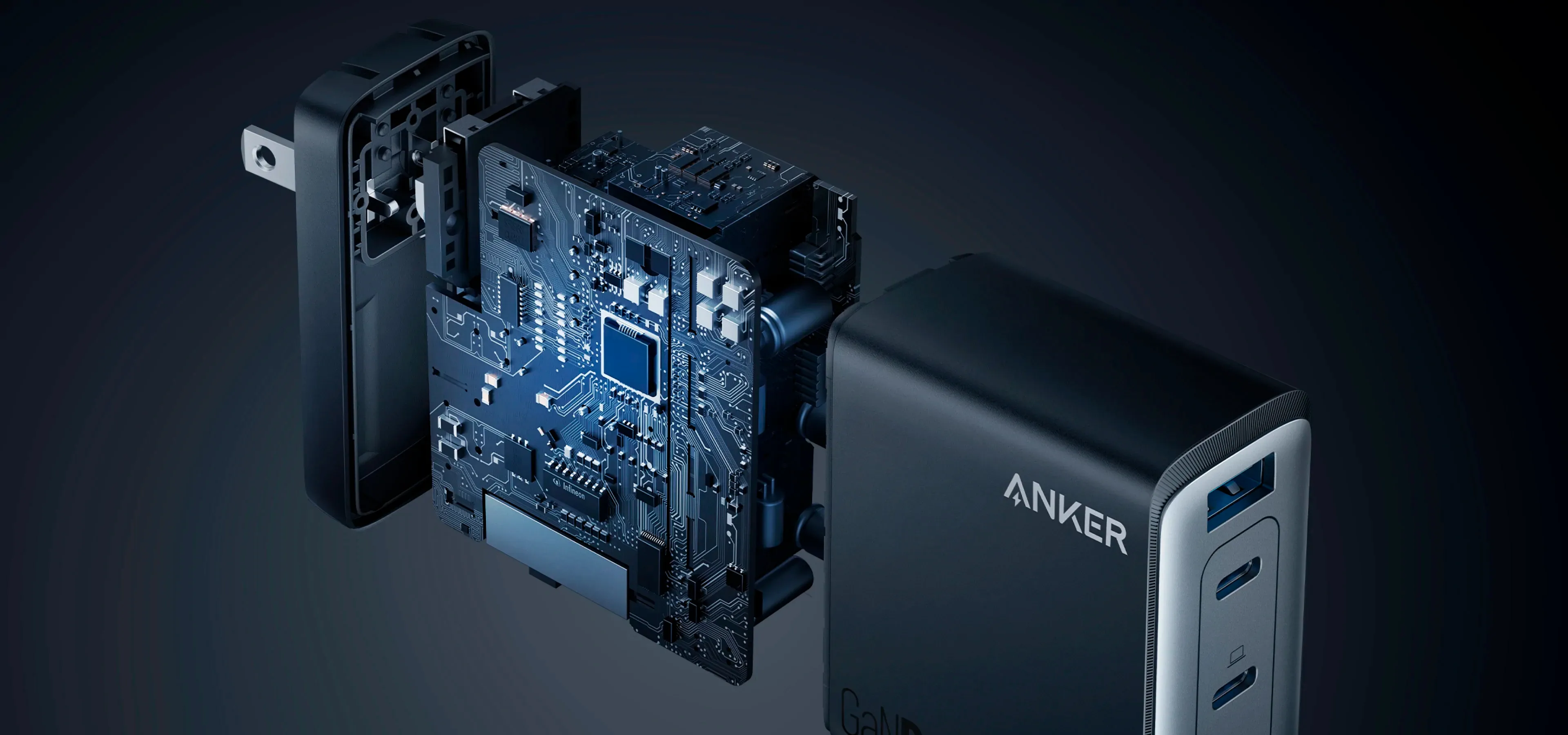Быстрое зарядное устройство Anker 747 Charger GaNPrime 150W для MacBook | iPad + EU адаптер с компактным дизайном