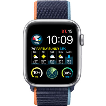 Смарт-часы Apple Watch SE GPS, 44mm Silver Aluminum Case with White Sport Band (MYDQ2UL/A) Официальный UA Для познания детальных данных о погоде