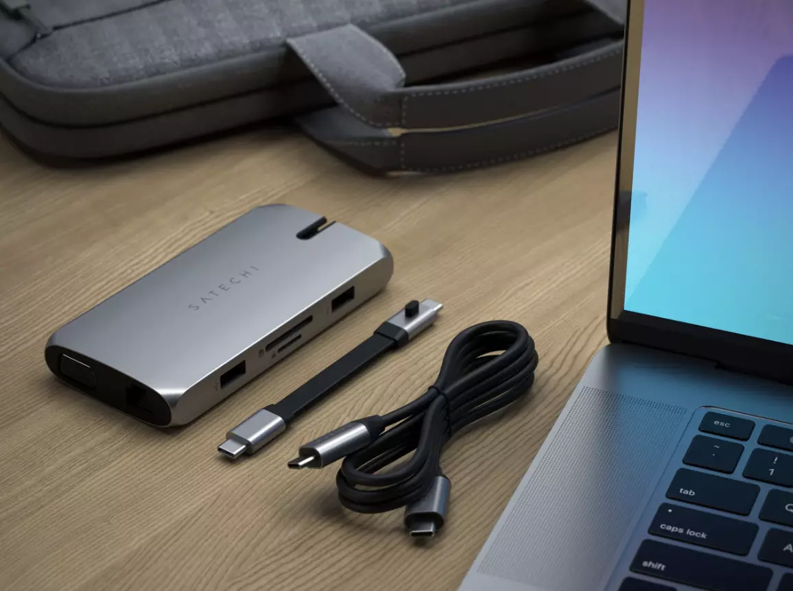 Хаб Satechi USB-C On-the-Go 9 в 1 для MacBook | iPad Space Gray