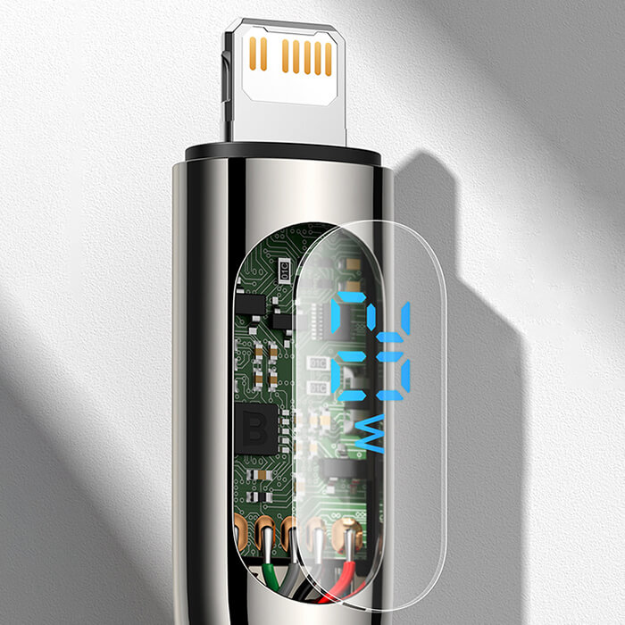 Купить нейлоновый кабель с дисплеем Baseus Display Fast Charging Type-C to Lightning 20W (1m) в Киеве и Украине
