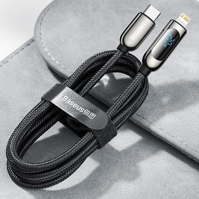 Нейлоновый кабель с дисплеем Baseus Display Fast Charging Type-C to Lightning 20W (1m) низкая цена