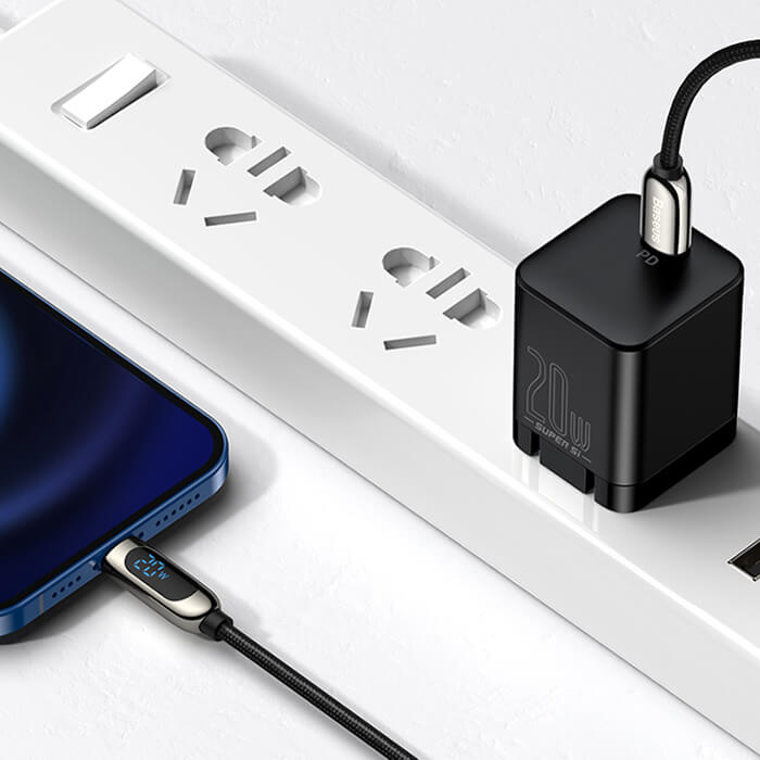 Купить нейлоновый кабель с дисплеем Baseus Display Fast Charging Type-C to Lightning 20W (1m)