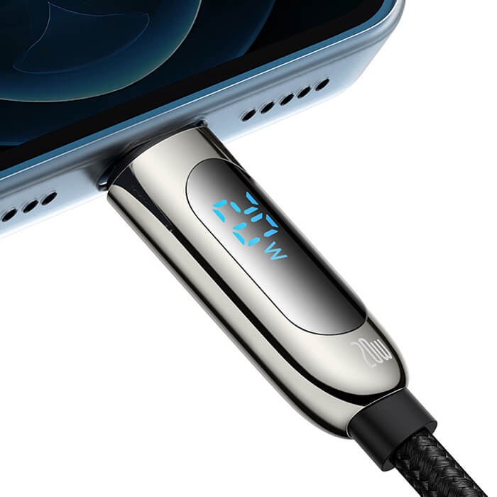 Купить нейлоновый кабель с дисплеем Baseus Display Fast Charging Type-C to Lightning 20W (1m) по доступной цене