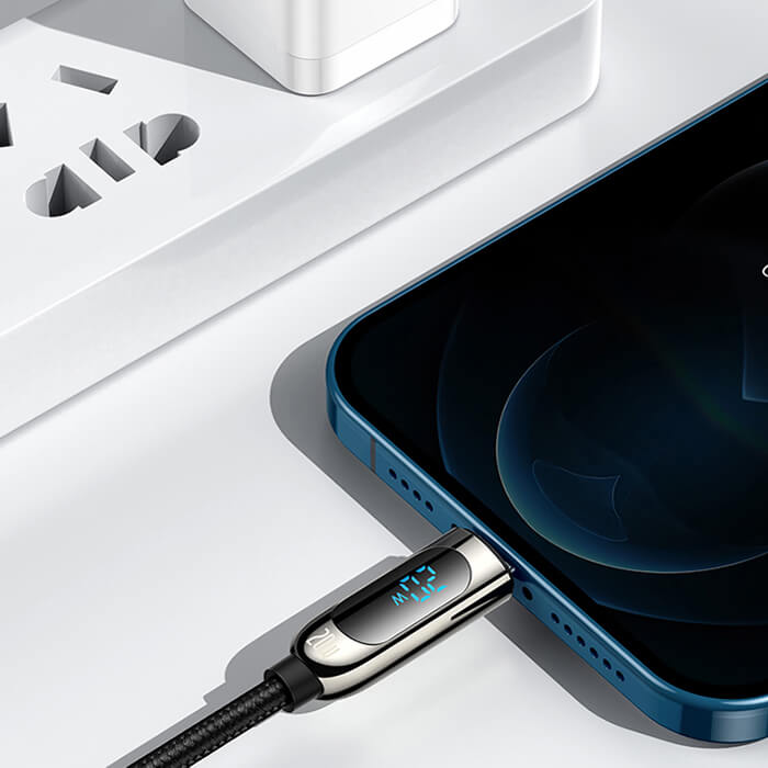 Купить нейлоновый кабель с дисплеем Baseus Display Fast Charging Type-C to Lightning 20W (1m) в Киеве по низкой цене