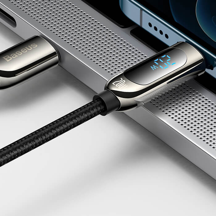 Купить новый нейлоновый кабель с дисплеем Baseus Display Fast Charging Type-C to Lightning 20W (1m)