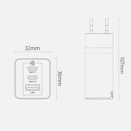 Швидкий мережевий зарядний пристрій Baseus Gan 2 Pro 65W With 100W Type-C Cable