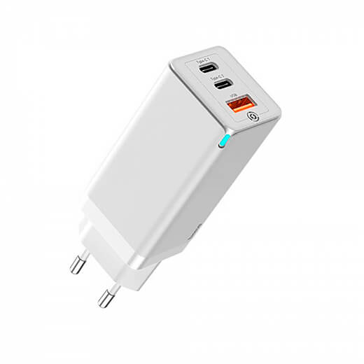 Быстрое сетевое зарядное устройство Baseus GaN2 Pro Quick Charger 2 Type-C+USB-A White 65W (EU)
