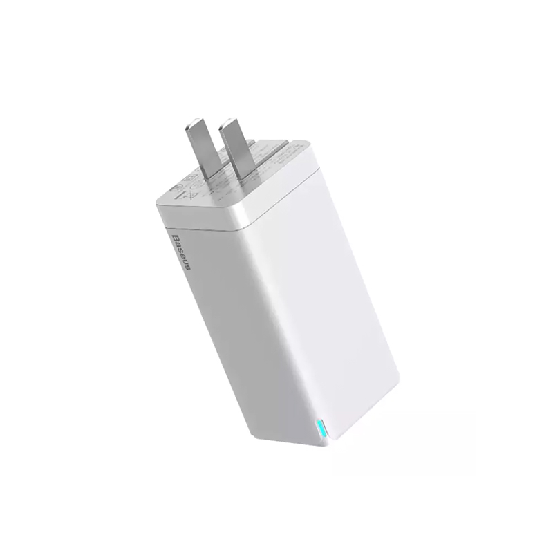 Швидкий мережевий зарядний пристрій Baseus GaN2 Pro Quick Charger 2 Type-C + USB-A White 65W