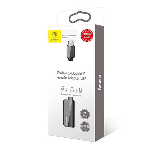 Кабель-перехідник Lightning Baseus iP Male to iP + iP Female Adapter L37 Black 