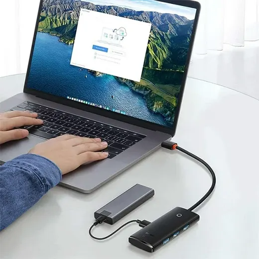 Хаб (адаптер) Baseus Lite Series 4-Port USB Type-C HUB to USB 3.0 Black за доступной ценой