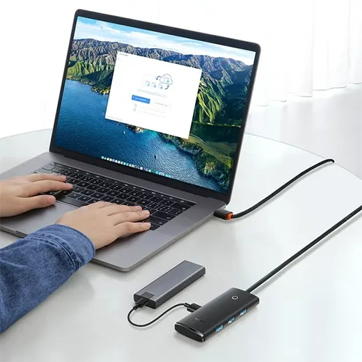 Купити хаб (адаптер) Baseus Lite Series 4-Port USB Type-C HUB to USB-A 3.0 1m Black