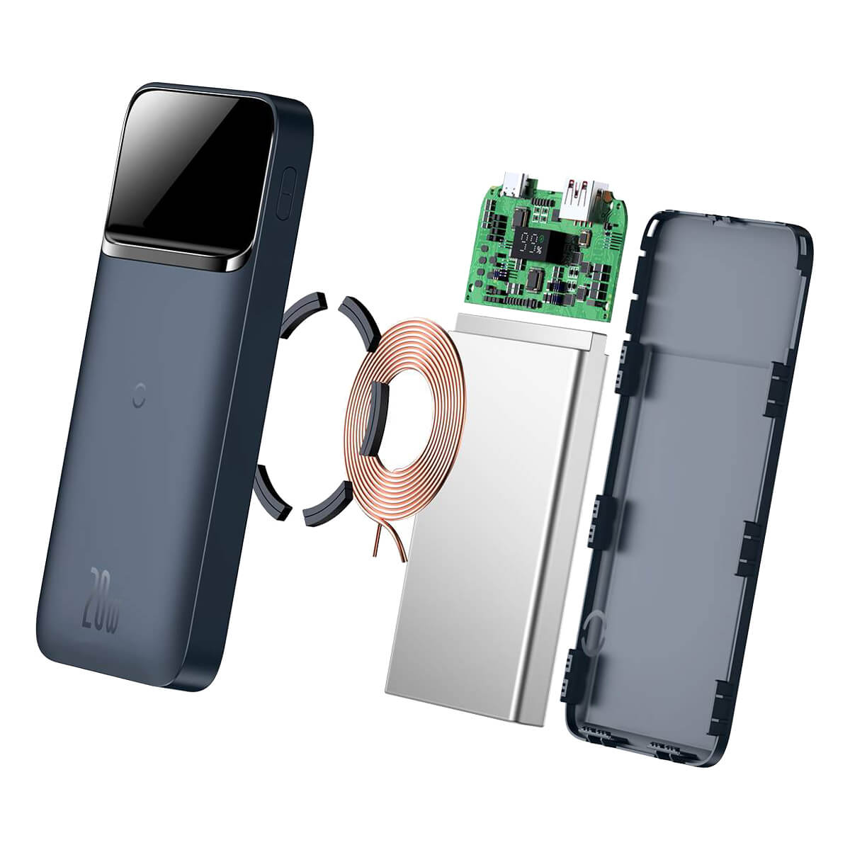 Новый Power Bank с беспроводной зарядкой Baseus Magnetic Wireless MagSafe Blue 10000mAh 20W для iPhone 14 | 13 | 12