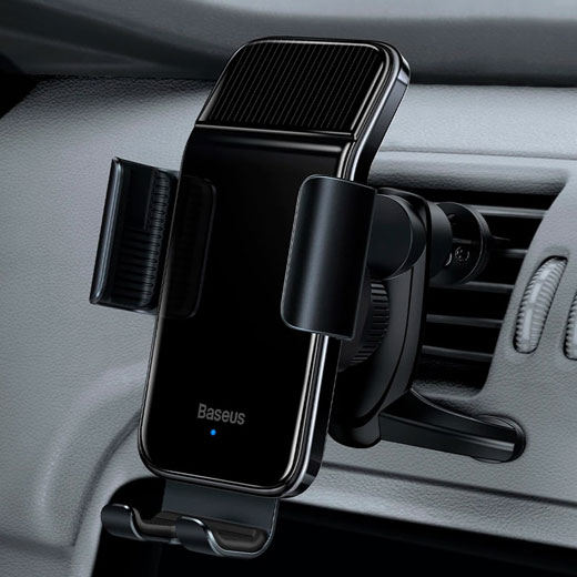Автотримач Baseus Smart Solar Power Wireless Car Mount Electric Holder Black купити
