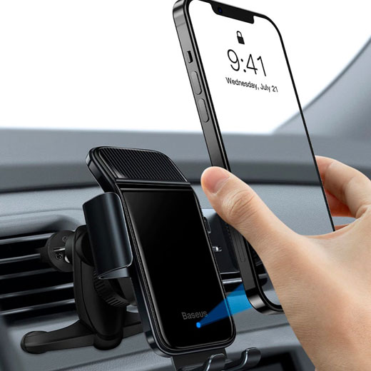 Автотримач Baseus Smart Solar Power Wireless Car Mount Electric Holder Black ціна