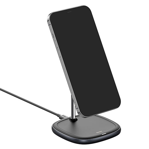 Док-станція Baseus Swan Magnetic Desktop Bracket Wireless Charger with MagSafe Black для iPhone 12