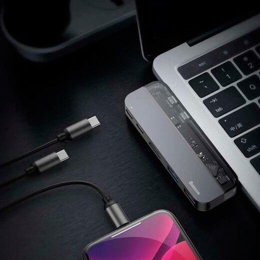 Хаб Type-C для MacBook Pro /Air Baseus Transparent Series Dual