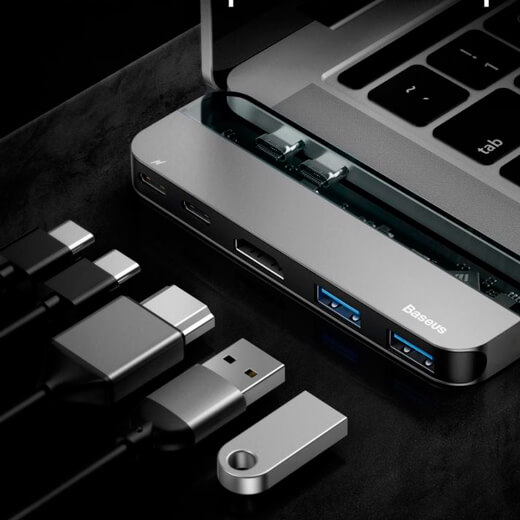 Хаб Type-C для MacBook Pro /Air Baseus Transparent Series Dual