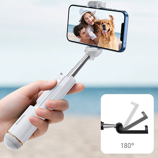Стильний та компактний монопод для селфі Baseus Ultra Mini Folding Bluetooth Белый