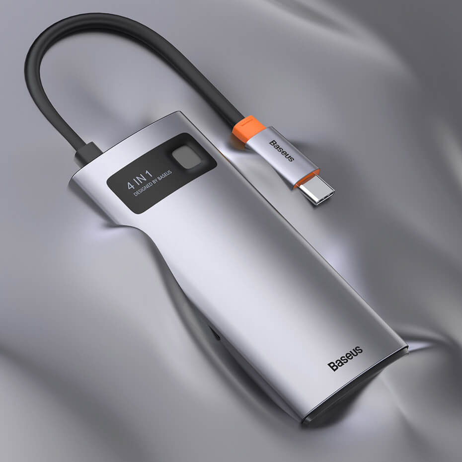 Характеристика хаба (адаптера) Baseus USB-C Metal Gleam Series 4-in-1 для MacBook iMac | iPad