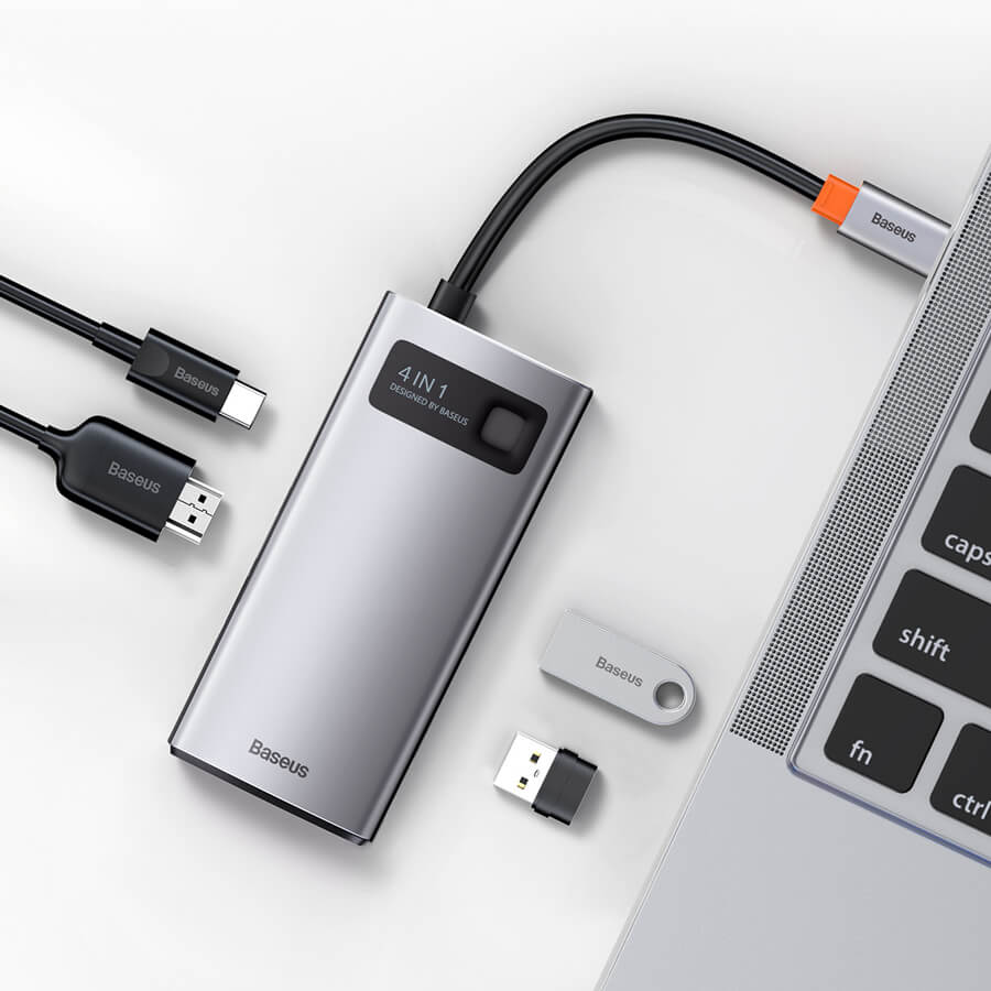 Хаб (адаптер) Baseus USB-C Metal Gleam Series 4-in-1 для MacBook | iMac | iPad купити