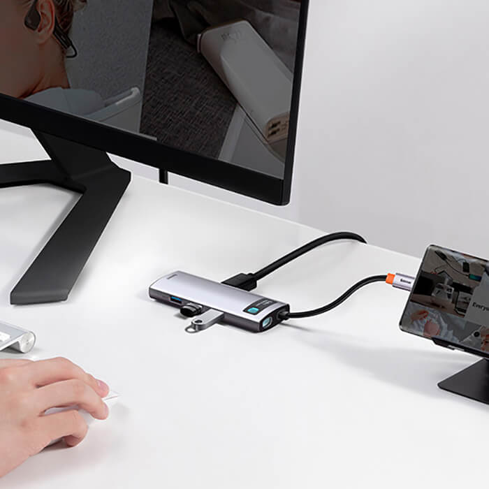 Хаб (адаптер) Baseus USB-C Metal Gleam Series 6-in-1 для MacBook | iMac | iPad за доступною ціною