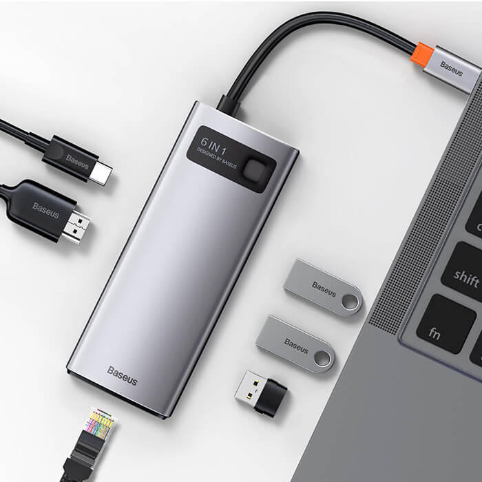 Купити хаб (адаптер) Baseus USB-C Metal Gleam Series 6-in-1 для MacBook | iMac | iPad у Києві