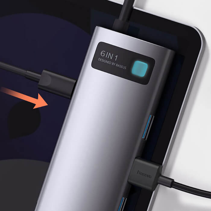 Купити хаб (адаптер) Baseus USB-C Metal Gleam Series 6-in-1 для MacBook | iMac | iPad у Києві за низькою ціною