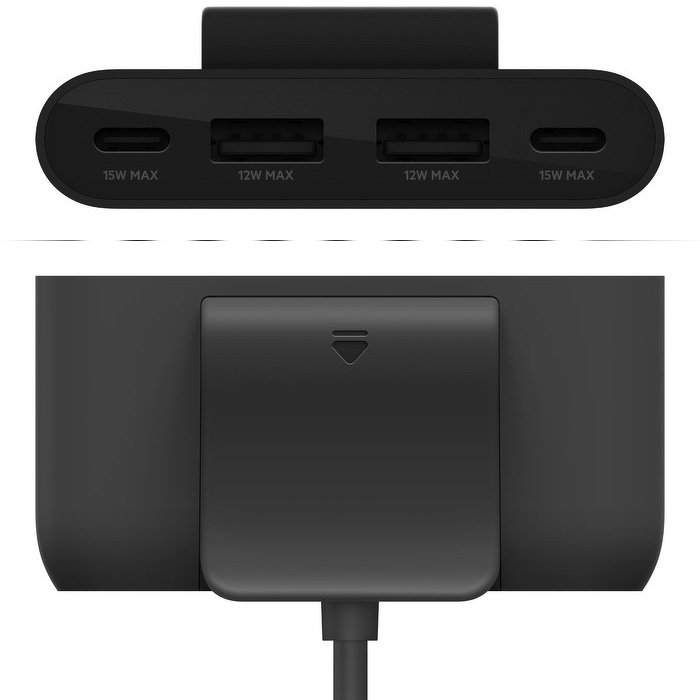 Мультипортовий розподільник заряду Belkin BoostCharge 4-Port Power Extender 30W, чорний