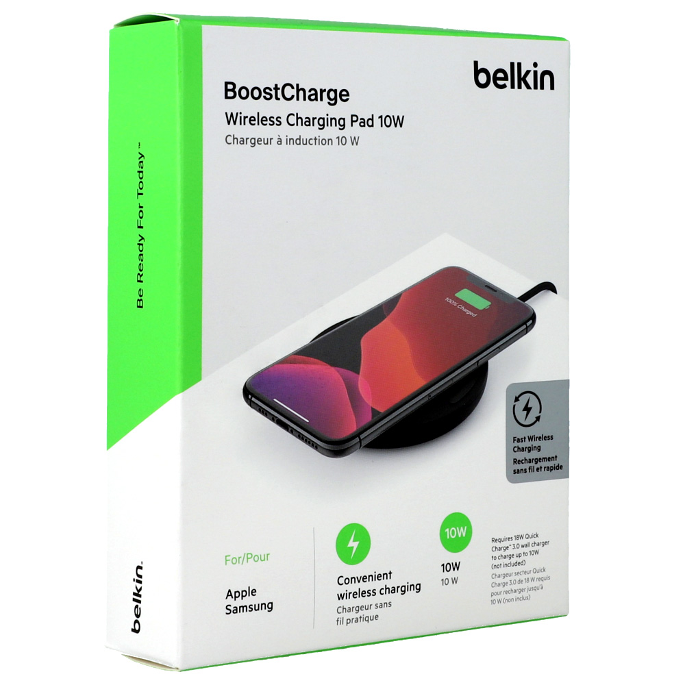 Бездротова зарядка Belkin Boost Charge Wireless Charging Pad 10W з підтримкою QC3.0 + кабель, чорна