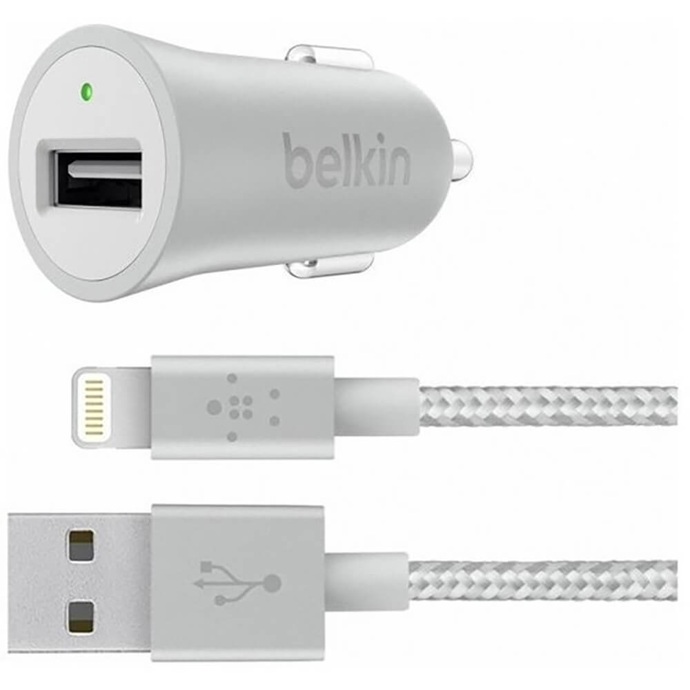 Автомобільний зарядний пристрій Belkin Mixit Metallic Car USB 2.4A + Lightning Cable 