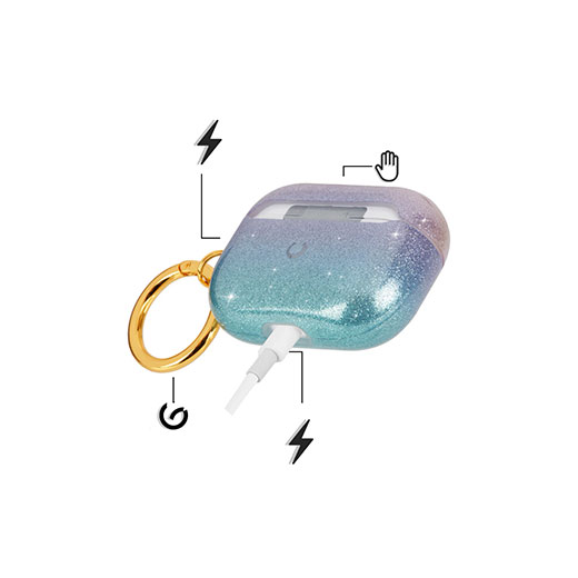 Блискучий силіконовий чохол з кільцем карабіном Case-Mate Crystal для AirPods Pro